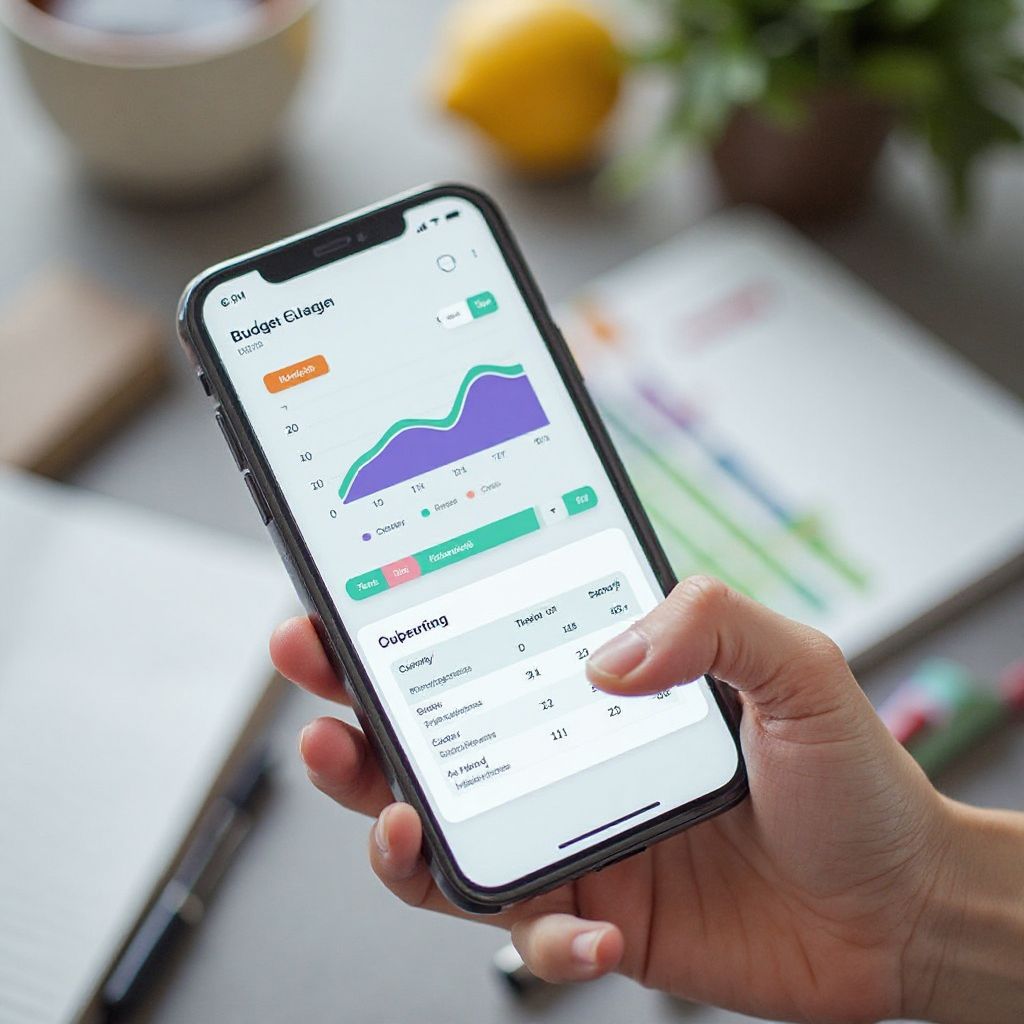 Person using budget planning app
